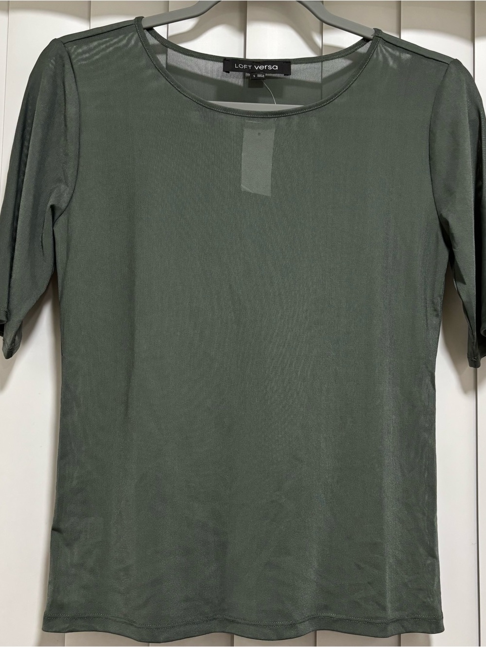 Loft Versa Mesh Elbow Sleeve Tee Cool Sage Small NWT
